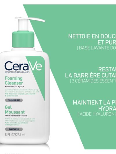 CeraVe Gel Moussant Nettoyant Peau Normale à Grasse | 236ml