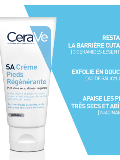 CeraVe SA Crème Régénérante Pieds Très Secs et Abîmés | 88ml