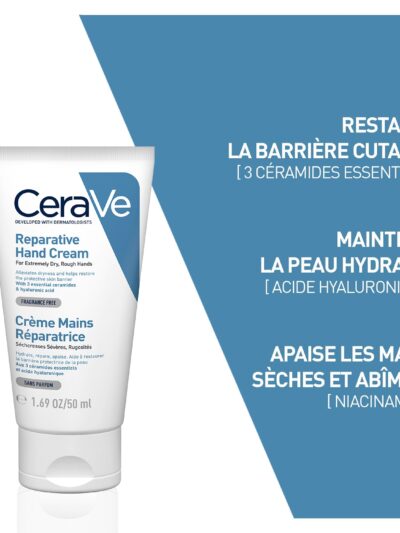 CeraVe Crème Réparatrice Mains Sèches et Abîmées | 50ml