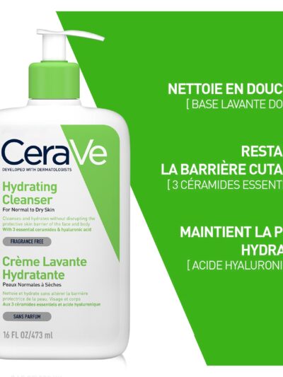 CeraVe Crème Lavante Hydratante Peau Normale à Sèche | 473ml