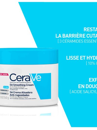 CeraVe SA Crème Anti-Rugosités Peau Sèche et Squameuse | 340g