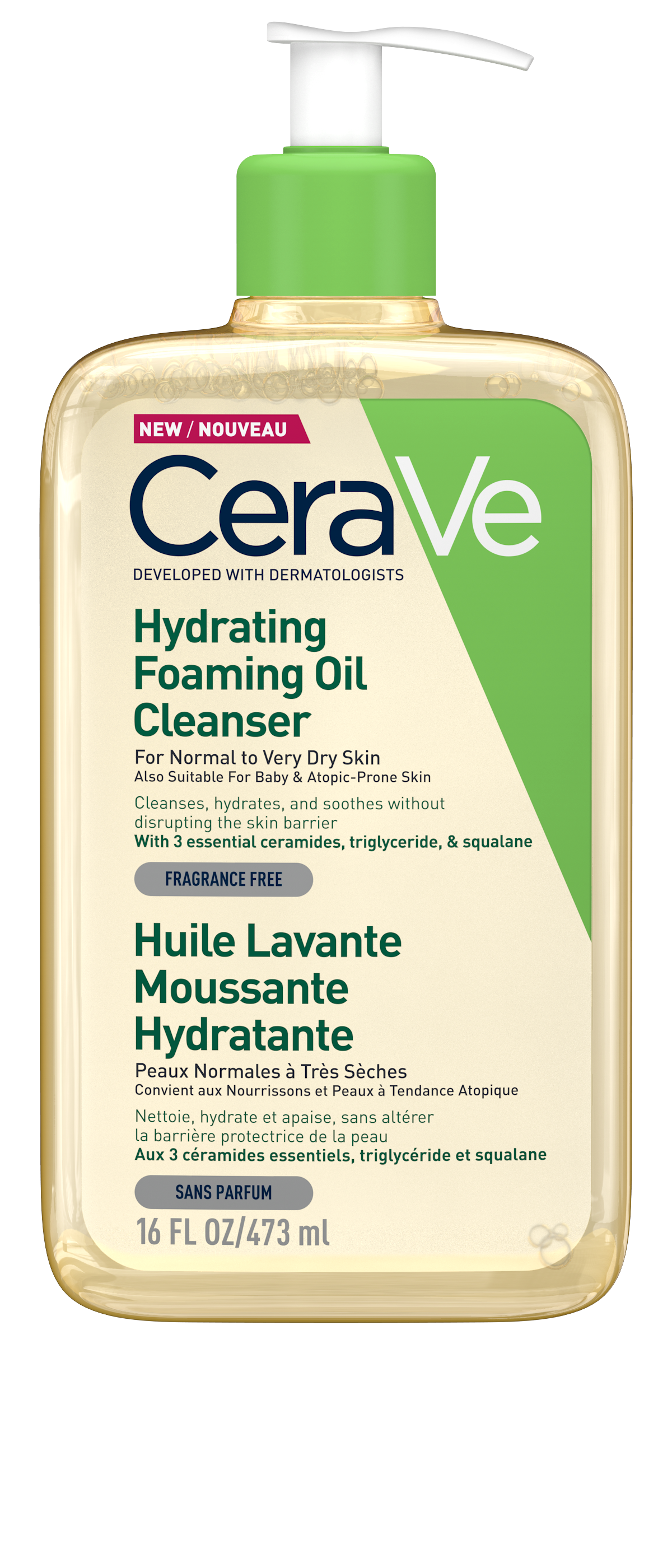 CeraVe Huile Lavante Moussante Hydratante Peau Très Sèche à Atopique | 473ml