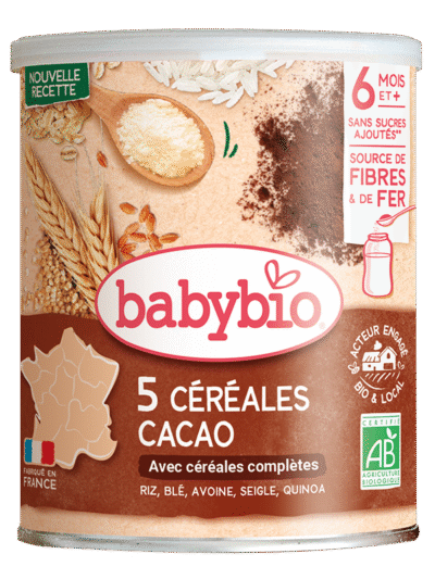 BABYBIO 5 CEREALES CACAO 220G
