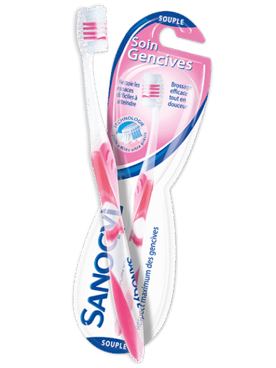 SANOGYL BROSSE À DENTS SOIN GENCIVES EXTRA SOUPLE ROSE, BLEU, VERT