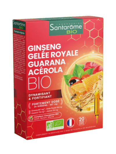 SANTAROME GINSENG GELÉE ROYALE GUARANA ACÉROLA 20 AMPOULES